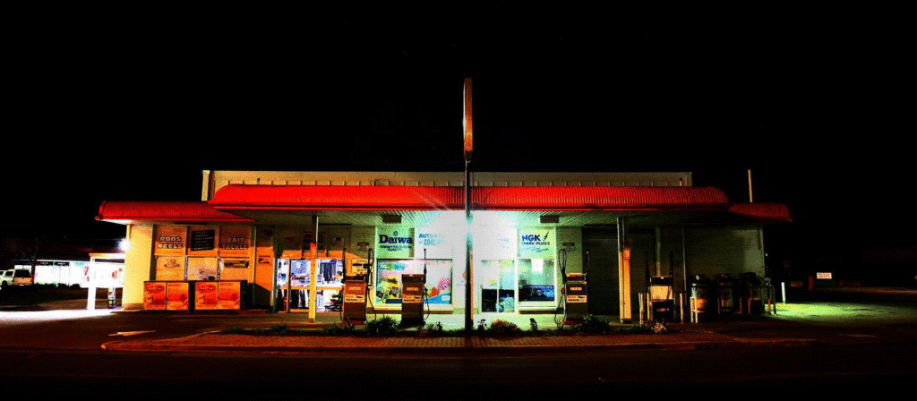 Gas station dark road